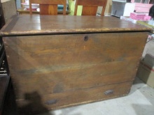 Antique Rustic Wooden Blanket Chest with Bottom Drawer