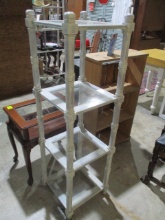 White Washed Square Etagere with Glass Shelves