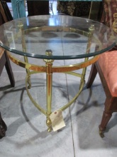 3 Legged Brass Glass Top Side Table