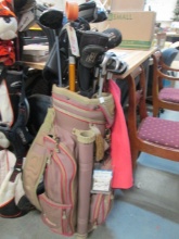 Datrek Beige Canvas Golf Bag with Set of Ladies Adams Irons and Ping Drivers