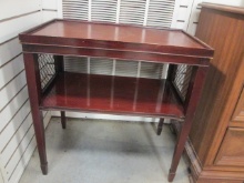 Genuine Mahogany Tiered Side Table with Leather Top