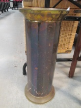 Vintage Brass Umbrella Stand with Vertically Fluted Cylindrical Body