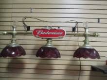 Vintage Budweiser 3-Light Pool Table Hanging Lamp