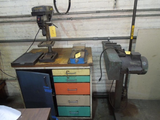 Drill Press, Machine Vise & Belt Grinder