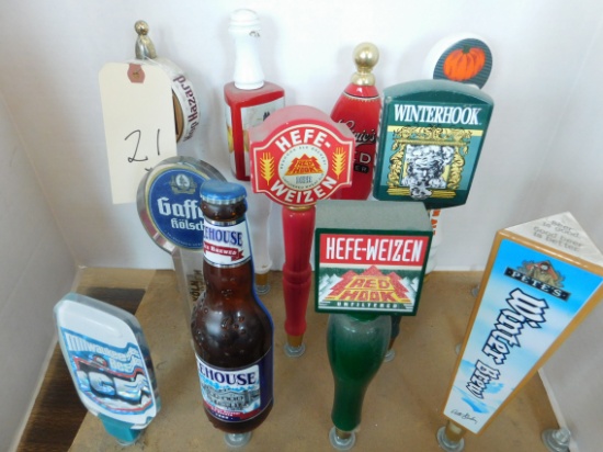 11 assorted beer and ale tap markers
