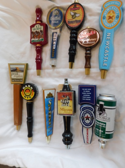 11 assorted beer and ale tap markers