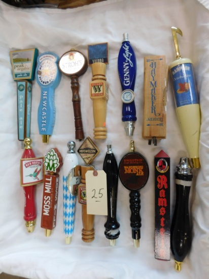 17 assorted beer and ale tap markers