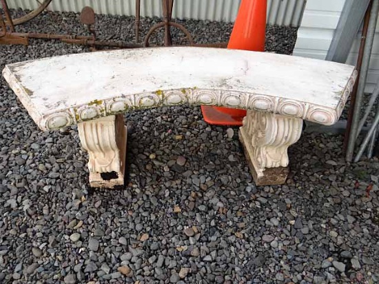 Concrete Curved Garden Bench, 49" At Widest Point.