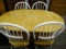 Kitchen / Dining Table & 4 Chairs: Butcher Block Table Top On White Painted Legs, 41x59