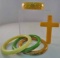4 Vintage Bakelite Bangle Bracelets - Butterscotch Is Carved With Flowers / Leaf Pattern And Is .75
