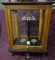 Antique German Apothecary / Gold Balance Scales In Oak & Glass Case. Front Door Slides Upward For Ac