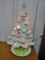 Vintage Ceramic Lighted Christmas Tree. 2 Piece With Birds, Butterflies, Candles & Regular Shaped Bu