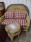 Wicker Furniture: Love Seat With Plaid Cushions, 58