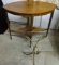 2 Vintage / Antique Tables: Burl Wood Marquise Shape Antique Lamp Table With Applied Brass Decor On