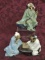 Two Pieces Of Shiwan Pottery, Mud Men - Pair Playing Chinese Chess 9x5x3.5