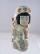 Pre Ban Ivory Figure, Girl With Basket, Hand Carved And Painted With Green / Brown Line Accents. 3.2