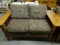 Mission Style Love Seat By Sklar Peppler With Upholstered Seat & Back Cushions In Large Leaf Pattern