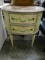 Painted Demilune 2 Drawer Chest With Faux Marble Top. Made In Italy. 14x28x30.25