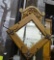 Antique Oak Framed Wall Mirror With 3 Double Coat Hooks. 22x26