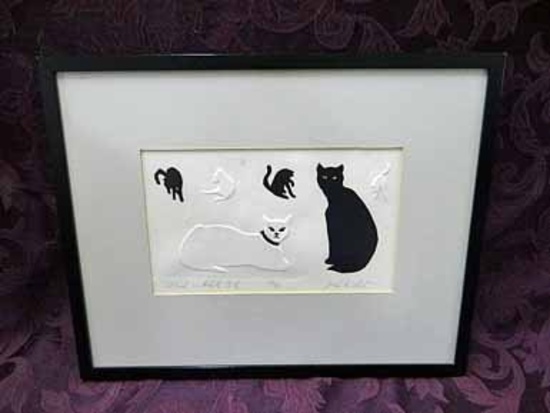 Two Framed Prints: ' Black & White Cats' By Jack Mc Larty 1919-2011, #30/30, Pencil Signed, Press Re