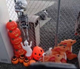 Holiday Blow Molds, Etc: 3' Jack-O-Lantern Totem, No Cord; 4 Small Jack-O-Lanterns, No Cords; Medium