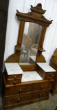 Victorian Walnut Dresser With Marble Tops, Right Hand Side Marble Has Repair On Front Corner. Has Ap