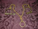 Set Of Antique Slave Leg Irons With Key. Have Spring Loaded Locks. Key Marked 