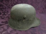 WW1 Steel German Military Helmet. Has Leather Chin Strap & Liner. See Photos For Condition.