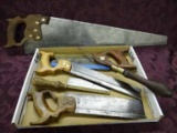 6 Hand Saws: 2 Vintage Jackson Cast Steel; Vintage John Cockerell; Unmarked With Crown Button Logo O