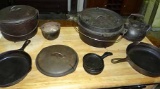 Cast Iron Cookware: Camp Chef Lewis & Clark Spider Leg Dutch Oven With Lid; Erie Penn #9 Skillet; Mc