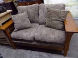 Mission Oak Style Love Seat By Skylar Peppler Furniture. Upholstered Seat & Back Cushions In Larger