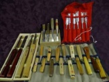 25+ Woodworking / Turning Tools: 4 Benjamin's Best; 4 With Oriental Marks; Pexto; Townend; Stanley;
