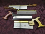4 Woodworking Hand Saws: Craftsman PAX No. 1; Sanderson Newbould PAX; Veritas 20tpi Rip; Unmarked.