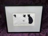 Two Framed Prints: ' Black & White Cats' By Jack Mc Larty 1919-2011, #30/30, Pencil Signed, Press Re