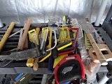 Assortment Of Hand Tools, Some New: Hatchet, Saws, Hoe-dag, 3 Packs Coping Saw Blades, More.