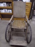 Antique Wheel Chair By Worthington Co. Wood Frame With Wire Spoke Wheels. Great For Drama Production