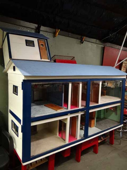 Very Large, Custom Built Doll House With Separate Garage. Has Electricity & Some Built Ins - Kitchen