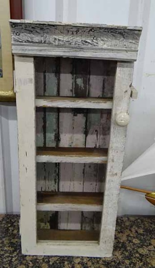 White Washed Primitive Wall Cupboard. 4.5x11.4x25.5"