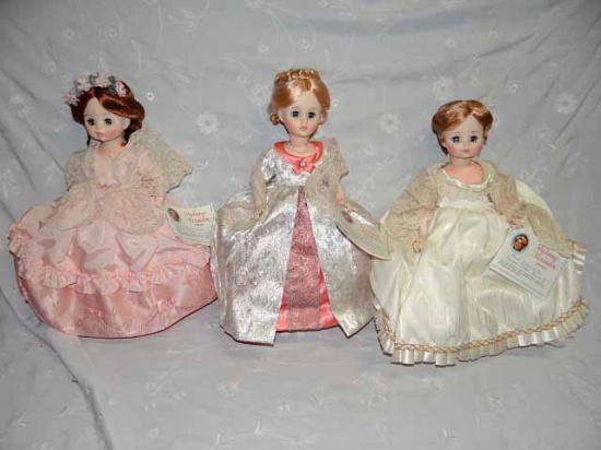 3 Vintage Madame Alexander Dolls In Original Boxes, Part Of The Fist Ladies Of The United States Ser