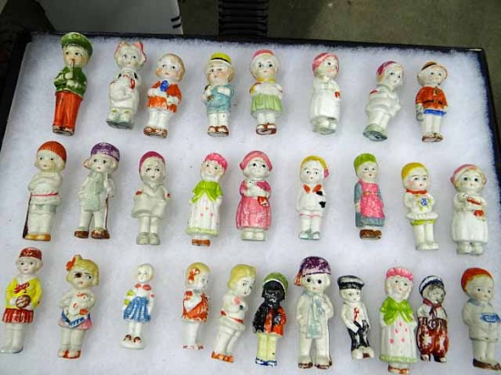 28 Vintage Bisque Frozen Charlotte Style Dolls, Most Marked Japan. Tallest Is 4.25"