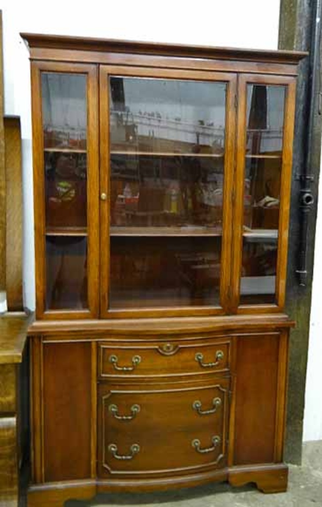 Vintage Mahogany Duncan Phyfe Stepback China Display Cabinet