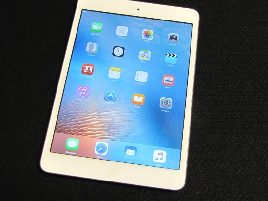 Apple iPad Mini, white, small engravings on back