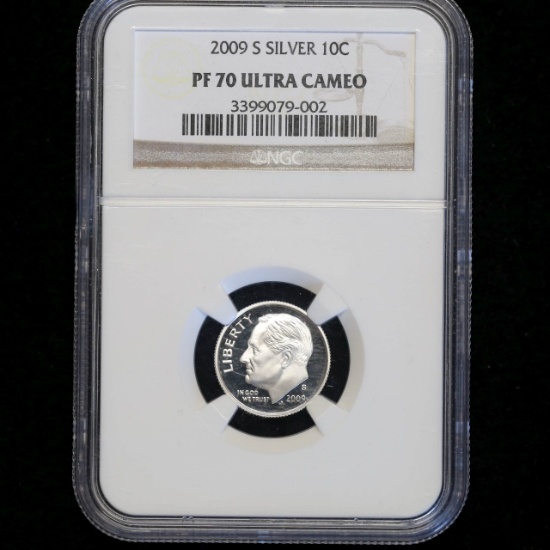 2009 S SILVER DIME PROOF 70 ULTRA CAMEO NGC