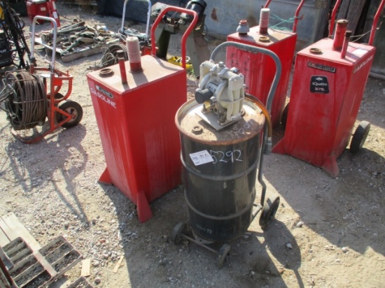 Portable Gasoline Tank & Air Grease Pump W/Barrel