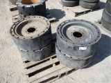 (4) Cushion Rubber Skid Steer Tires & Rims