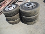 (6) Aluminum 10-Lug Truck Rims & Tires,