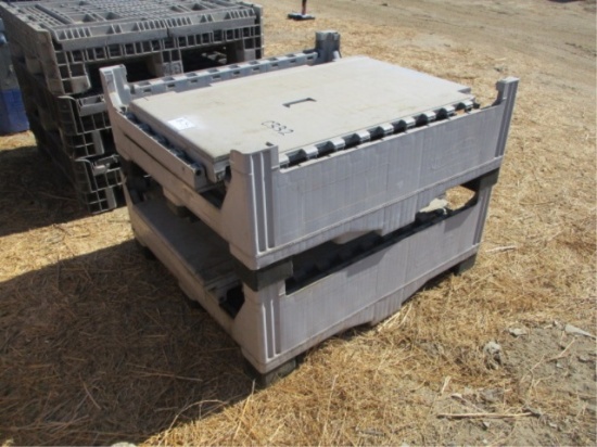 (2) Fold Down Plastic Crates W/Fork Holes