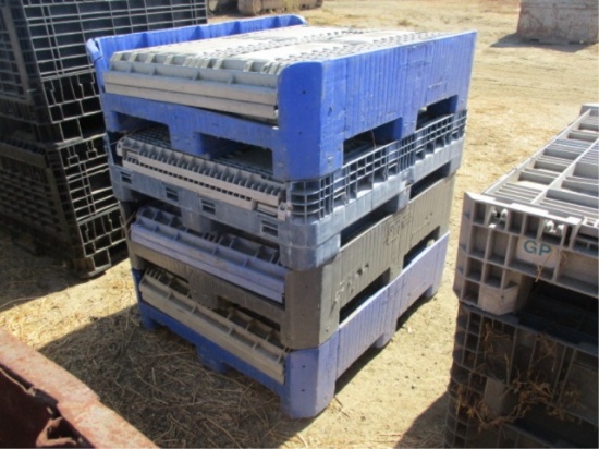 (4) Fold Down Plastic Crates W/Fork Holes