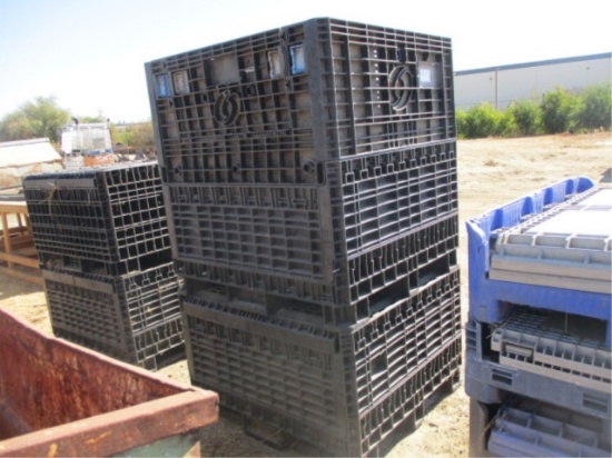 (3) Fold Down Plastic Crates W/Fork Holes