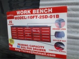 Unused Steelman 10' 25-Drawer Steel Work Bench